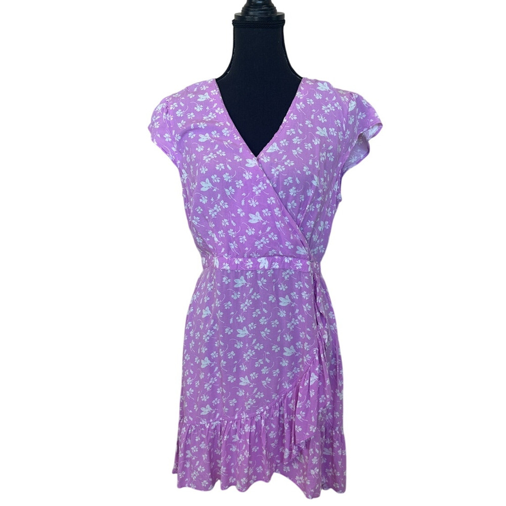 J.Crew Pink Floral Faux Wrap Mini Dress SIZE 2 Ruffle Business Casual Party $80 - Picture 8 of 11